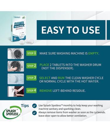 SPLASH SPOTLESS Washing Machine Cleaner - 24 Tablets for HE Top Load and Front Load Washers - Buy Online on GoSupps.com