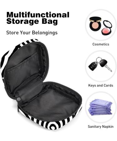 Black and White Geometric Sanitary Napkin Storage Bag - Portable Period Pouch for Women and Teen Girls - Multi-colored - 1Pcs - Buy Online on GoSupps.com