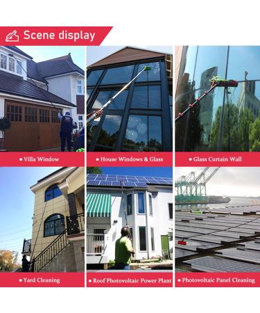 GIZMIT 12-39FT Window Cleaning Pole Outdoor Water Fed Telescopic 2 in 1 Brush Squeegee Attachment Professional Extendable Cleaner Conservatory Roof Gutters 39FT/12M - Buy Online on GoSupps.com