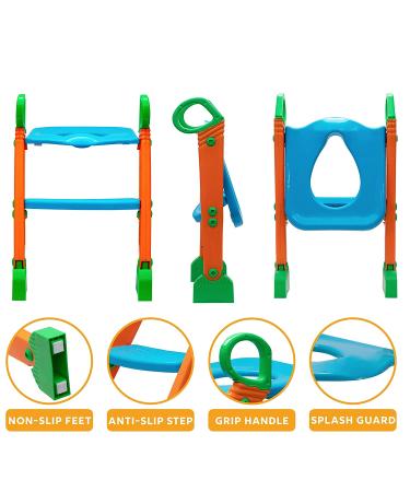 Potty Training Seat with Ladder - 2-in-1 Toddler Step Stool for Boys & Girls | Portable Travel Seat Steps with Urinal Cover | Folding Stairs Included - Buy Online on GoSupps.com