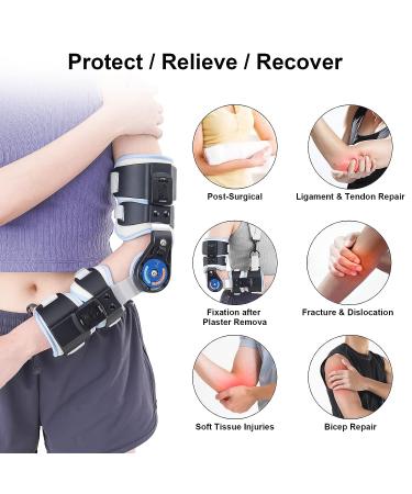 RISURRY Hinged Elbow Brace with Shoulder Sling | Adjustable Post OP Stabilizer Splint for Arm Injury Recovery (Left Arm) - Universal Fit - Buy Online on GoSupps.com