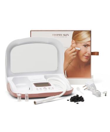 Trophy Skin MicrodermMD - At Home Microdermabrasion Kit - Anti Aging and Acne Treatment - Contains Real Diamond and Pore Extractor Tips to Rejuvenate Skin and Reduce Acne Scars - White
