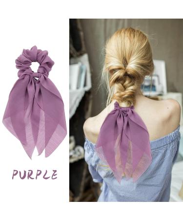8 Pack Colorful Chiffon Ribbon Hair Bows for Girls - Silk Scrunchies Set for Thick Hair - Ponytail Holders and Headbands for Women - Buy Online on GoSupps.com