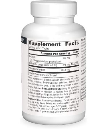 Source Naturals Potassium Iodide 32.5mg 240 Tablets - 240 Count (Pack of 1) - Buy Online on GoSupps.com