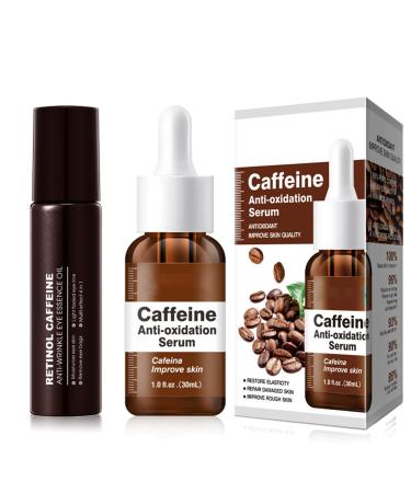 Face Serum with Caffeine Retinol Serum for Face and Hyaluronic Acid Caffeine Eye Serum & Face Serums Set Fade Puffiness on Face Eye Cream for Dark Circles and Puffy Eyes Vegan + Cruelty-Free