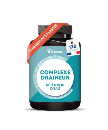 Draineur 5 actifs - Retention d'eau Drainant Puissant Elimination - Th Vert Pissenlit Artichaut Fr ne Cassis 120 g lules - Vegan - Fabriqu en France - Vitavea
