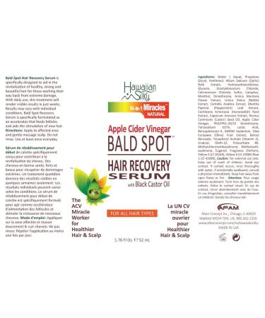 Hawaiian Silky Apple Cider Vinegar Bald Spot Recovery Serum - Hair Growth Solution with Black Castor Oil for All Hair Types - 1.76 fl oz - Safe for Color Treated Hair - Buy Online on GoSupps.com