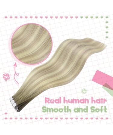 Youngsee 60cm Ombre Tape Extensions | Real Remy Hair Ash Blond & Platinum Blond | High-Quality Tape-In Extensions #18/60A - Buy Online on GoSupps.com