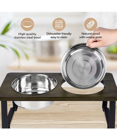 Siooko Elevated Dog Bowls Wood Raised Stand with 2 Stainless Steel Bowls | Non-Slip Feet | 7.7 Tall | 58 oz Capacity - Buy Online on GoSupps.com