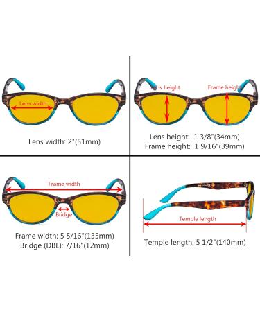 Eyekepper 5 Pack Cat Eye Blue Light Blocking Reading Glasses - Amber Tinted +0.00 - Stylish & Comfortable | Protect Your Eyes Online - Buy Online on GoSupps.com