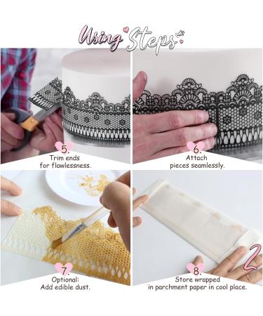 Ready to Use Edible Cake Lace Effect Border Ribbon Flower Trim Blue 14-inch 10-Piece Set - Buy Online on GoSupps.com