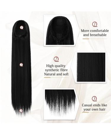 Shop Sofeiyan 60cm Black Ponytail Hair Extension - Natural Soft Synthetic Braid for Women - Long Straight Ponytail with Cord Strain - Buy Online on GoSupps.com