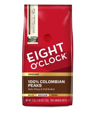 Eight O'Clock Coffee 100% Colombian Peaks, Medium Roast, Ground Coffee, 22 Ounce (Pack of 1), 100% Arabica, Kosher Certified 100% Colombian Peaks 1.37 Pound (Pack of 1)