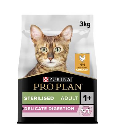 PRO PLAN Sensitive Digestion Sterilised Adult Dry Cat Food Chicken 3kg For Neutered Cats