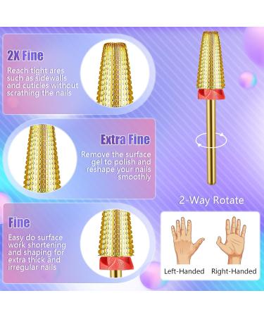 Depvko 3-Part Nail Drill Set - 5-in-1 3/32 Conical Hard Metal Drill for Acrylic & Gel Removal (Gold) - Premium eCommerce - Buy Online on GoSupps.com