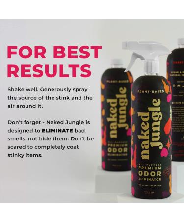 Naked Jungle Natural Odor Eliminator Spray - Plant Based Pet Safe Formula - All-Purpose Vegan Blend to Neutralize Extreme Smells - 24 Oz - Buy Online on GoSupps.com