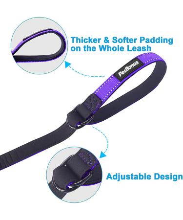 Petbonus Purple Short Dog Leash | Adjustable Safety Bracelet for Roller Leash | Reflective Soft Padded Handle | Extra Safety for Strollers - Buy Online on GoSupps.com