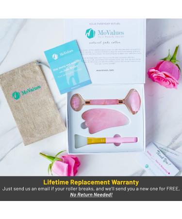 Original Jade Roller & Gua Sha Set | Natural Rose Quartz Facial Tools for Toning & Firming Skin - Buy Online on GoSupps.com