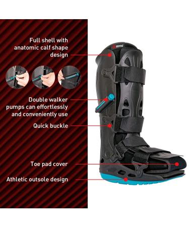 ZOYER Recovery+ 17 Pro Walker Boot with Dual Pumps - Medium Size Air Cam Fracture Boot for Universal Fit on Left or Right Foot - Buy Online on GoSupps.com
