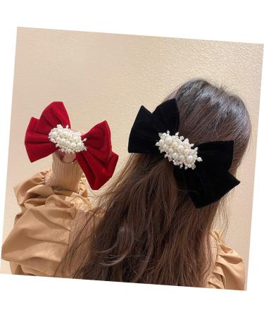 minkissy 1pc Hairpin Bow Hair Clips Grosgrain Hair Bow Wedding Headpieces Big Hair Bow Clip Bow Knot Barrettes Hair Accessories for Women Wedding Fabric Pearl Small and Fresh Girl 17.5X11.5X2.5CM Black - Buy Online on GoSupps.com