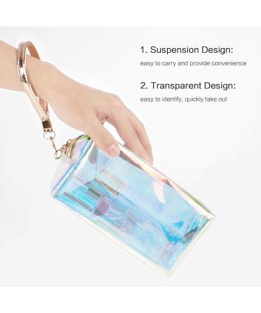 Jubaopen 2-Piece Transparent Cosmetic Bag Set - Waterproof Make-Up & Travel Wash Bag - Laser Glitter Zipper Pouch for Cosmetics Storage (18x7.5x10cm) - Buy Online on GoSupps.com