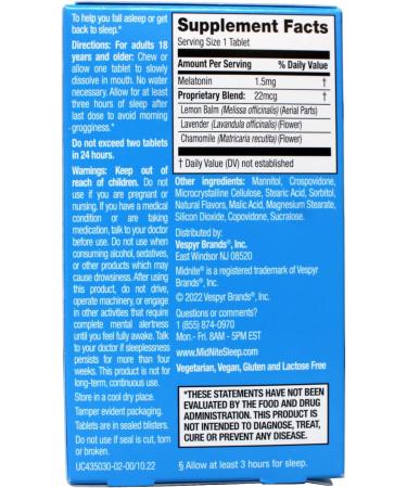 MidNite Sleep Health for Occasional Sleeplessness 30 Chewable Cherry Tablets (Pack of 3) - Buy Online on GoSupps.com