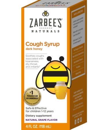 Zarbee's Naturals Children's Cough Syrup with Dark Honey, Natural Grape Flavor, 4 Ounce Bottle Child Daytime