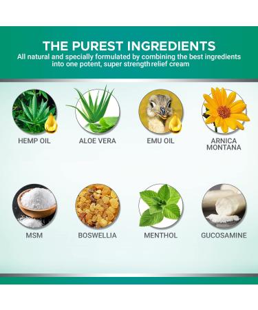 Raitera Hemp Cream 8 oz - Pure Hemp Oil Extract with Emu, MSM & Arnica - Natural Max Strength Balm for Back, Joint, Muscle & Neuropathy Relief - Premium Formula - Buy Online on GoSupps.com