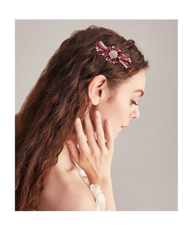 4pcs Vintage Flower Design Glitter Rhinestone Hair Clips - Elegant Metal Hair Accessories for All Occasions - Buy Online on GoSupps.com