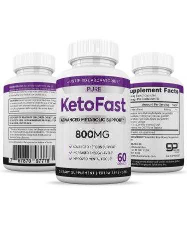 Pure Keto Fast Pills - Advanced BHB Ketogenic Supplement for Ketosis - 120 Capsules (60 Count per Bottle) - Exogenous Ketones for Men and Women - Pack of 2 - Buy Online on GoSupps.com