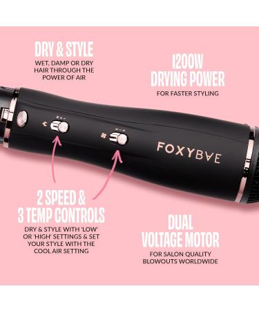 Foxybae Super Styler 4-in-1 Blow Dryer Brush Set | Curler Straightener & Dryer | Frizz-Free Voluminous Hair | Black Rose Gold - Buy Online on GoSupps.com