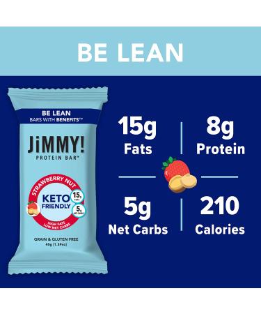 JiMMY! Keto Protein Bar - Strawberry Nut Flavor | 12 Count | Low Net Carb, Low Sugar, Gluten Free - Buy Online on GoSupps.com