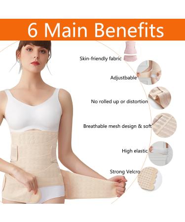 WANYI 4-Patch Postpartum Belly Wrap with Pelvis Belt - 2 in 1 C-Section Recovery Belt for Postpartum Support - White, Size L - Buy Online on GoSupps.com