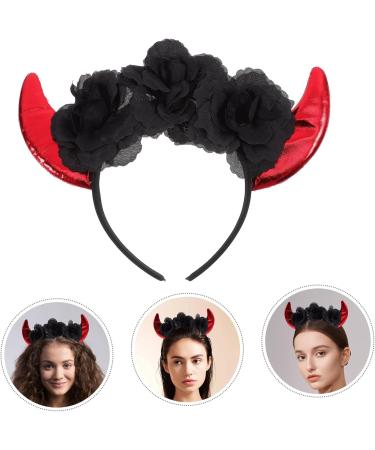CRILSTYLEO Rose Headband Demon Hairband Demon Horns Headband Devil Ears Headband Demon Headpiece Devil Costume Halloween Party Favor Devil Headpiece Devil Hairband Bright Leather Fabric - Buy Online on GoSupps.com