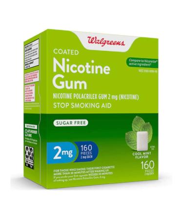 Walgreens Coated Nicotine Gum 2mg Mint 160 ea - Buy Online on GoSupps.com