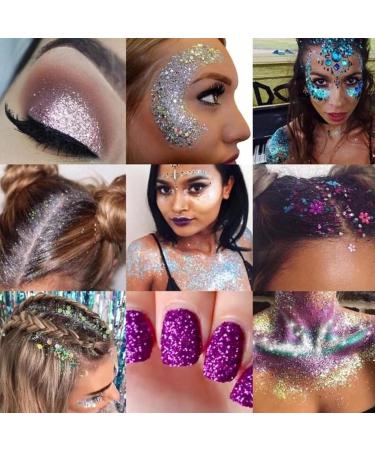 10 Colors Holographic Makeup Glitter Set - Chunky Face & Body Gel for Raves & Festivals - Buy Online on GoSupps.com