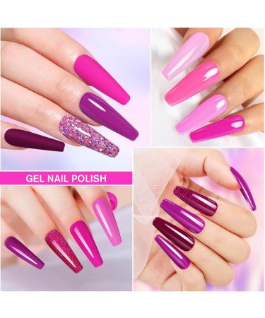Shining She Gel Nail Polish Set - 10 Colors Purple Pink Rose Shimmer Glitter Kit for Salon & DIY - 8ML Soak-Off UV/LED Gel Polish Gift - Buy Online on GoSupps.com