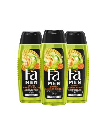 handle Fa MEN Sport Double Power Power Boost Body & Hair 3 x 250 ml 3in1 formula for body hair and face activate your body mind and senses with the refreshing scent of Guarana & ginseng