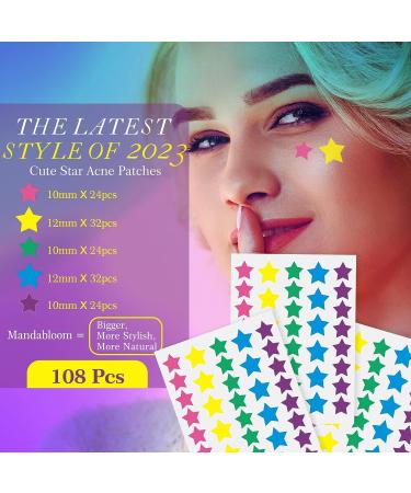 108 Mandabloom Hydrocolloid Acne Patches w/ Tea Tree Oil - Star Shape Design 14mm & 12mm | Acne Absorbing Cover Patch for Face - Zit & Pimple Treatment - Buy Online on GoSupps.com