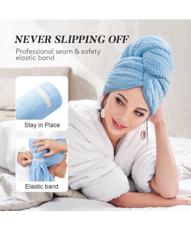 Sucedul Large Microfiber Hair Towel Wrap 2 Pack - Super Absorbent & Anti-Frizz Hair Drying Towel for Long Thick Curly Hair - Fast Drying Hair Turbans - Super Soft Towels in Blue and Pink - Buy Online on GoSupps.com