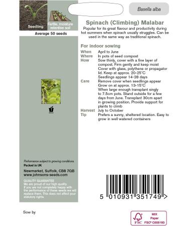 Mr Fothergill s Seeds Ltd 35174 (Climbing) Malabar Spinach Green - Buy Online on GoSupps.com