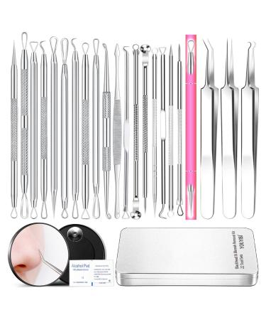YOUYISI 22-Piece Pimple Popper Tool Kit, Blackhead Remover Tools for Blemish, Professional Face Acne Tools Extractor Kit, Zit Popper Tool Estheticians Comedone Extractor Tool Blackhead Tweezer