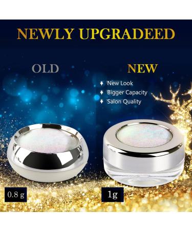 PrettyDiva Mermaid Chrome Nail Powder - White Pearl Aurora Iridescent Pigment for Nails - Buy Online on GoSupps.com