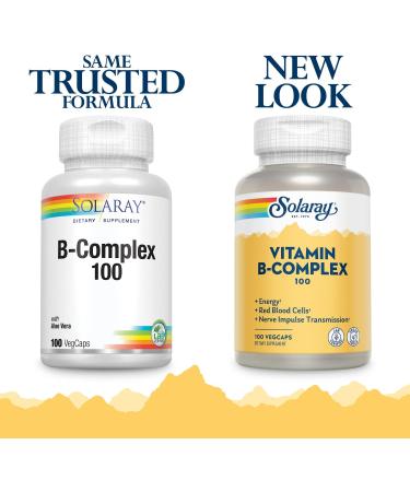 Solaray B-Complex 100mg - 100 Capsules | High Potency Energy Support - Buy Online on GoSupps.com