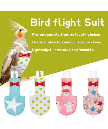 4 Pack Bird Diaper Flight Suit Liner for Parrots - Washable Reusable Waterproof Urine Wet Suit - Star Pattern Size S - Buy Online on GoSupps.com