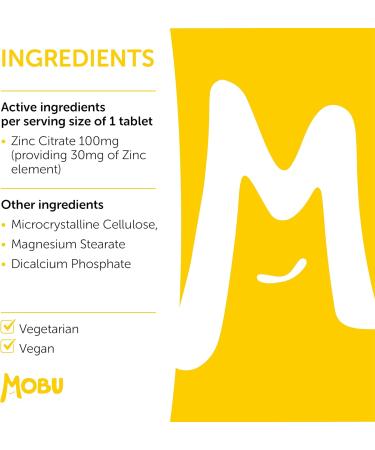 Zinc 100mg Max Strength Tablets for Immune Function, Fertility & Healthy Bones - Vegan UK Made | MOBU - Buy Online on GoSupps.com