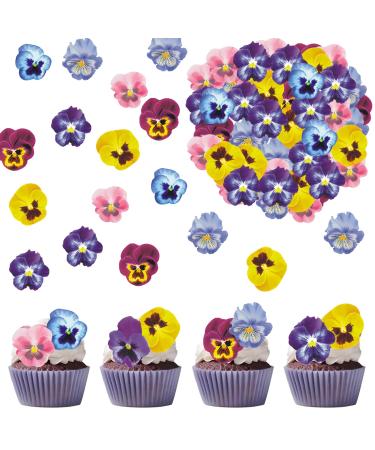 Catelves 60 pieces of tortendeco flower edible pansies edible flowers for cake tortendendeco edible flowers decorative cake cake decoration edible dining paper flowers for cake decoration wedding baby shower tortendeko edible steps
