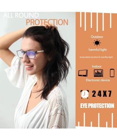 FONHCOO Clip-on Blue Light Blocking Glasses Womens Mens 2 Pack Over Prescription Glasses Framless Lens Anti Eyestrain Headaches UV Filter Computer Gamer Eyeglasses Transparent - Buy Online on GoSupps.com