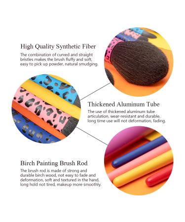 SHE HAS 8-Piece Colorful Makeup Brush Set for Beginners - Premium Synthetic Brushes for Face, Powder, Blush, Contour, Concealer, Eyeshadow - Leopard Print Design - Buy Online on GoSupps.com