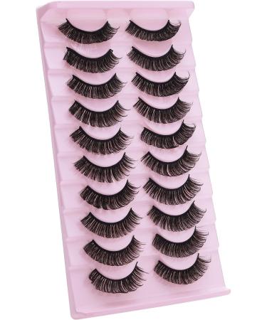 Sibba 10 Pairs False Eyelashes Russian Strip Lashes Fluffy Wispy Fake Eyelashes Natural Growth Long Strip Curly Handmade Faux Reusable Eyelashes (Style B) - Buy Online on GoSupps.com